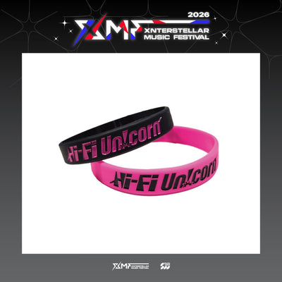 [Hi-Fi Un!corn|هاي فاي يونيكورن] {Kpop} (One) HI-FI UN!CORN - Official Rubber Band (Black + Pink, Set of 2) (XMF 2026 Xnterstellar Music Festival) | هاي فاي يونيكورن - سوار مطاطي رسمي (أسود ووردي، طقم ٢) (مهرجان XMF 2026 إكسنترستيلار الموسيقي)