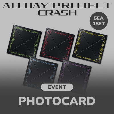 [ALLDAY PROJECT|أولداي بروجكت] {Kpop} (Set) ALLDAY PROJECT - The 2nd EP Album [CRASH] (FOCUS Ver. — Set of 5) 127 x 127 mm | أولداي بروجكت - الألبوم القصير الثاني [CRASH] (نسخة FOCUS - طقم ٥) ١٢٧ × ١٢٧ مم