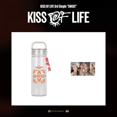 [KISS OF LIFE|كيس أوف لايف] {Kpop} (Set) KISS OF LIFE - Clear Water Bottle 500 ml + Photocard (Pop-up 3rd Single [SWEAT]) | كيس أوف لايف - زجاجة ماء شفافة ٥٠٠ مل + بطاقة صور (بوب أب سويت)