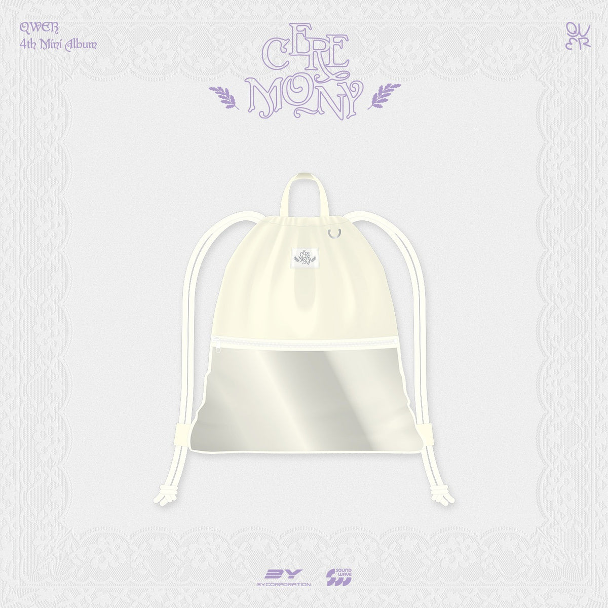 [QWER|كيو دبليو إي آر] {Kpop} (One) QWER - String Bag 40 x 42 cm (4th Mini Album Pop-Up [CEREMONY]) | كيو دبليو إي آر - حقيبة ظهر برباط ٤٠ × ٤٢ سم