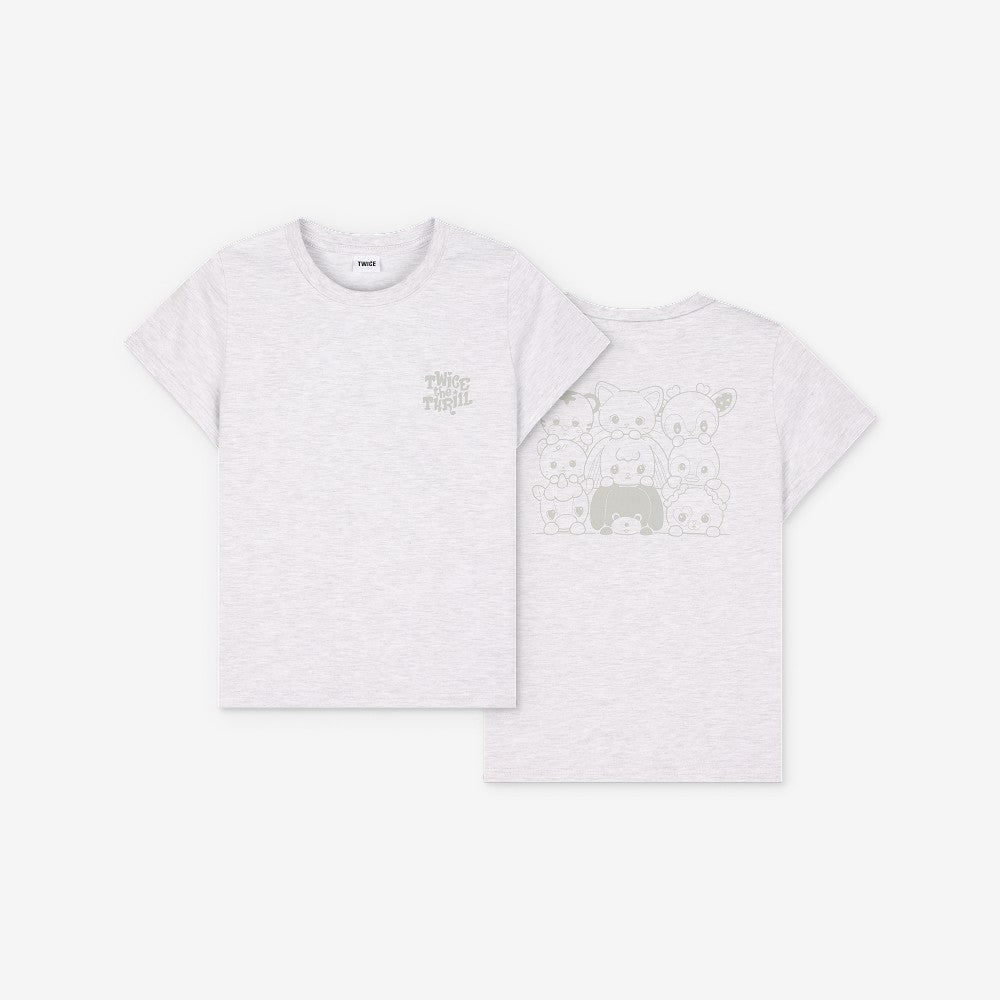 [Twice|توايس] {Kpop} (One) TWICE - T-Shirt (Gray) - Size S (TWICE THE THRILL Pop-Up Store) | توايس - تي شيرت (رمادي) - مقاس S (متجر توايس ذا ثريل المؤقت)