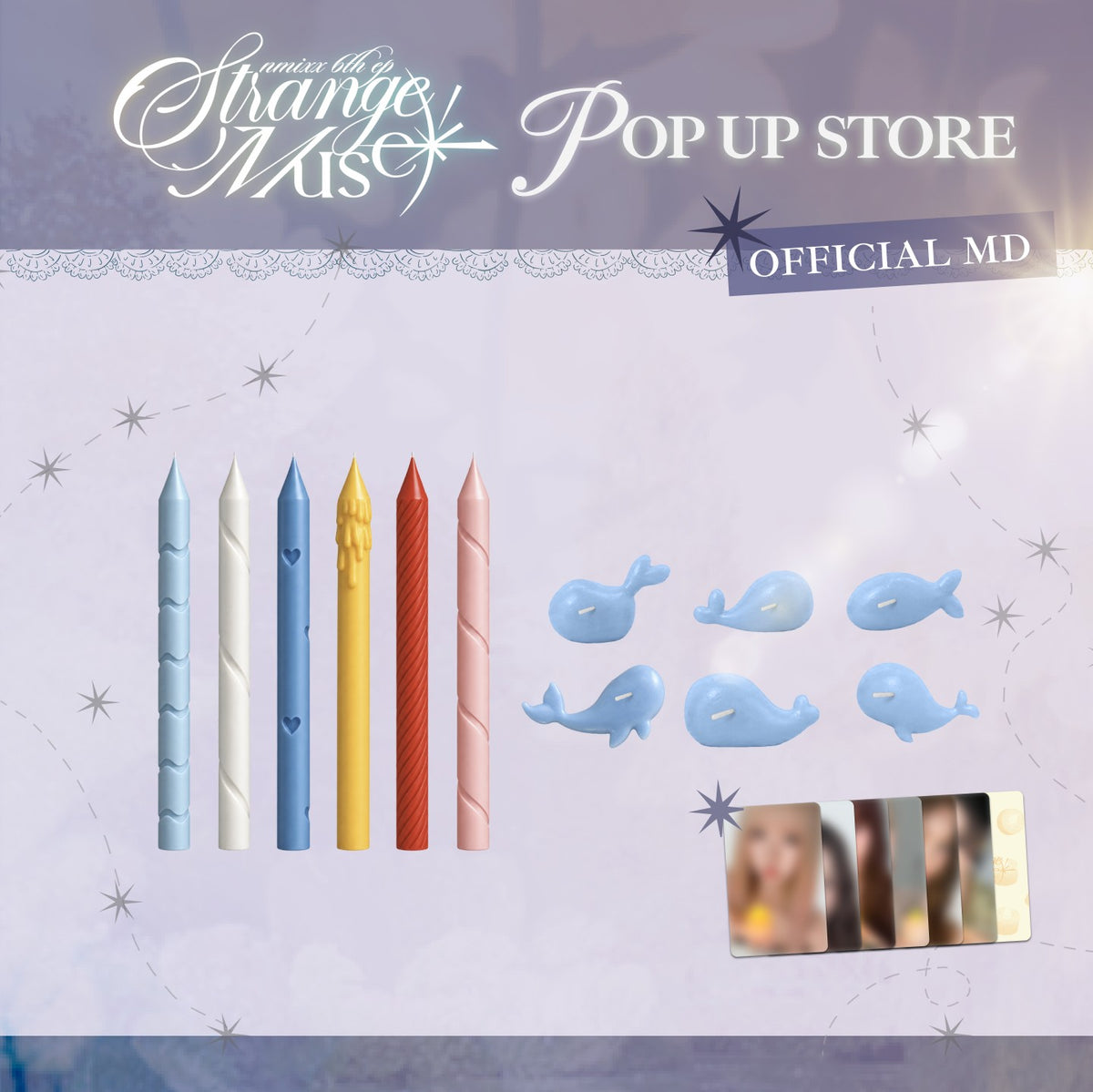 [NMIXX|إن ميكس] {Kpop} (Set) NMIXX - Birthday Candle Set, 6 pcs (Soy Wax, 13 cm) (NMIXX 6th EP [Strange Muse] Pop-Up) | إن ميكس - طقم شموع عيد ميلاد، ٦ قطع (شمع صويا، ١٣ سم) (المتجر المؤقت لألبوم [Strange Muse])