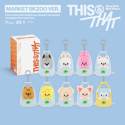 [Stray Kids|ستراي كيدز] (One) STRAY KIDS - The 10th Mini Album [THIS & THAT] MARKET SKZOO Ver. (BbokAri) 9 x 14 x 8 cm + SKZOO Plush | ستراي كيدز - الألبوم المصغر 10 [ذيس آند ذات] نسخة ماركت سكزو (بوكاري)