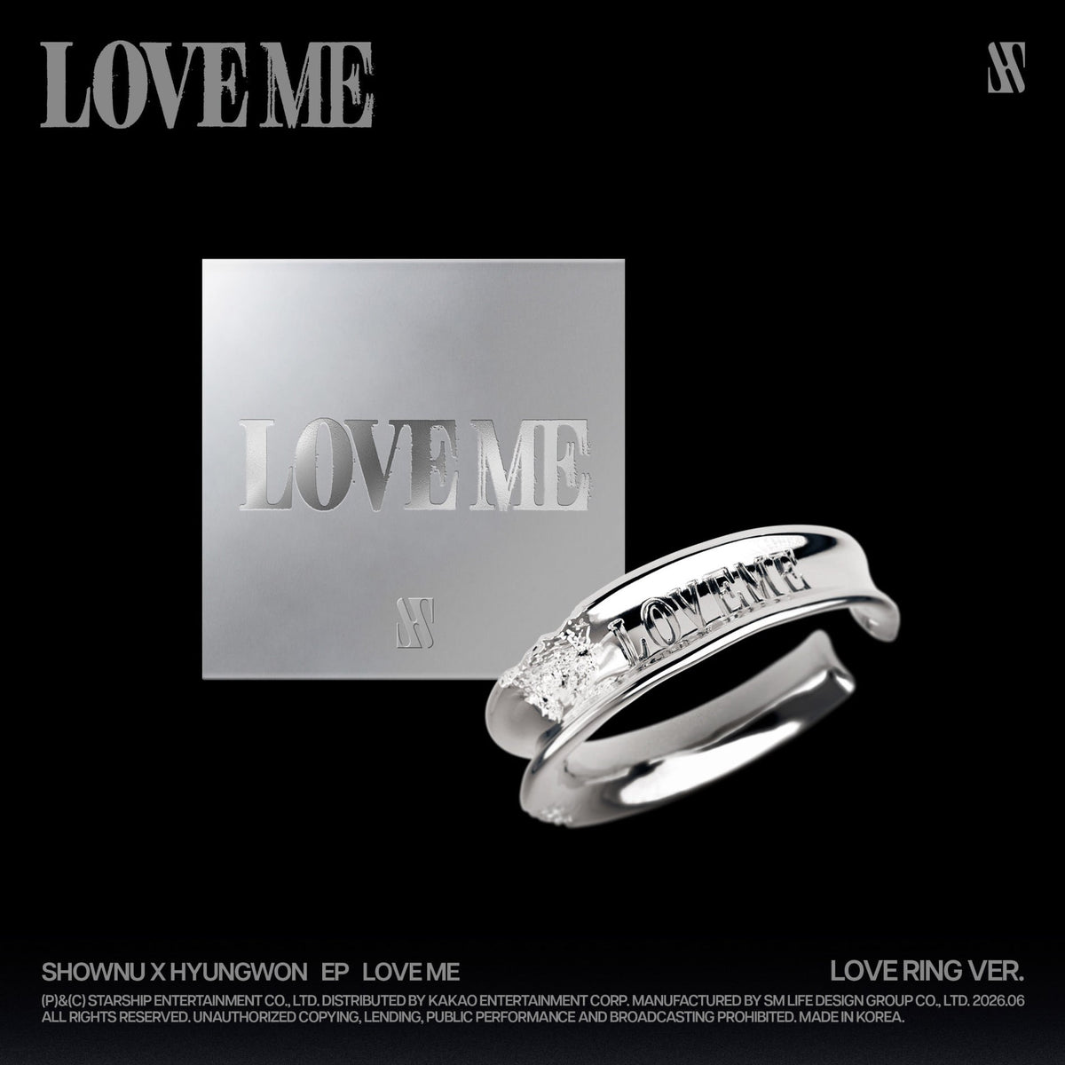 [Monsta X|مونستا اكس] {Kpop} (One) SHOWNU X HYUNGWON - EP [LOVE ME] (Love Ring Ver., 925 Silver Ring) | مونستا اكس - شونو × هيونغ وون - الألبوم القصير [لوف مي] (نسخة خاتم الحب، فضّة ٩٢٥)