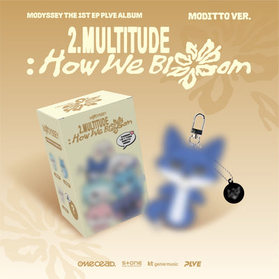 [MODYSSEY|موديسي] {Kpop} (Set) MODYSSEY - The 1st Mini Album [2.Multitude: How We Bloom] (MODITTO Ver., PLVE Album + Random Plush Keyring) | موديسي - الألبوم المصغّر الأول [2.Multitude: How We Bloom] (نسخة MODITTO مع ميدالية قطيفة عشوائية)