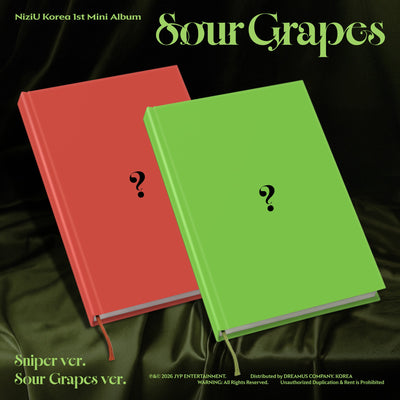 [NiziU|نيزيو] {Kpop} (Set) NiziU - Korea 1st Mini Album [Sour Grapes] (Sniper Ver. + Sour Grapes Ver., Set of 2) | نيزيو - الألبوم المصغّر الكوري الأول [ساور غرايبس] (نسخة سنايبر + ساور غرايبس، طقم من ٢)