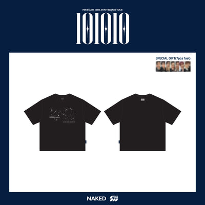 [PENTAGON|بنتاغون] {Kpop} (One) PENTAGON - T-Shirt (Black, Free Size) 100% Cotton (PENTAGON 2026 TOUR CONCERT [101010]) | بنتاغون - تي شيرت (أسود، مقاس حر) قطن ١٠٠٪