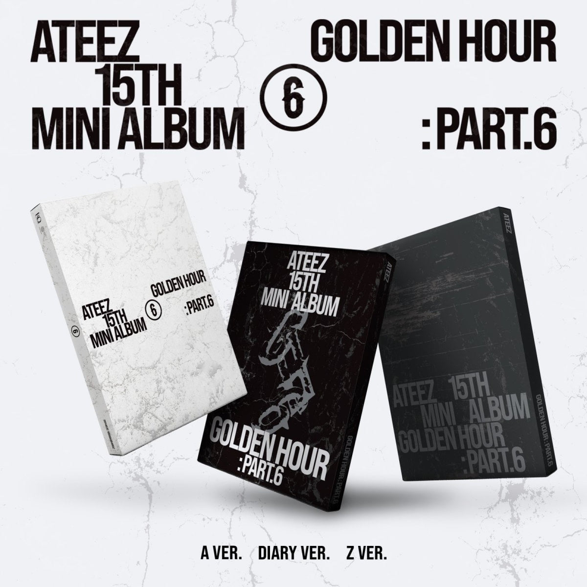 [ATEEZ|أتيز] (Set) ATEEZ - The 15th Mini Album [GOLDEN HOUR : Part.6] Full Set of 3 (A + Diary + Z Ver.) | أتيز - الألبوم المصغر 15 [غولدن أور: الجزء السادس] طقم 3 نسخ