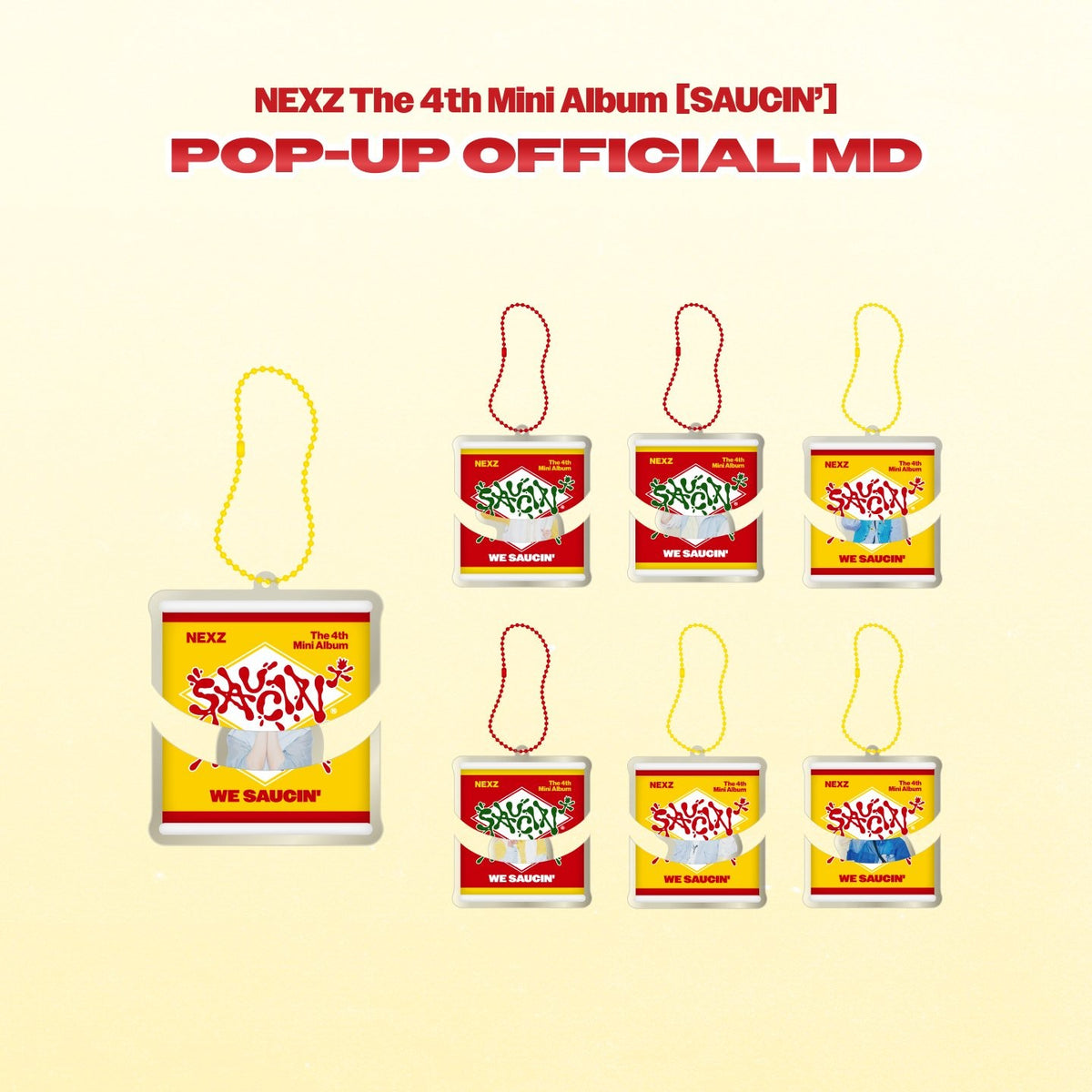 [NEXZ|نيكسز] {Kpop} (One) NEXZ - Sauce Can Slide Keyring 6 x 6 cm (Pop-up [SAUCIN']) | نيكسز - ميدالية علبة الصوص المنزلقة ٦ × ٦ سم (بوب أب [SAUCIN'])