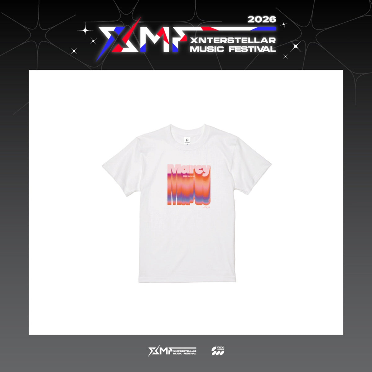 [Marcy|مارسي] {Kpop} (One) MARCY - Marcy Logo T-Shirt (White, Size M / L / XL) (XMF 2026 Xnterstellar Music Festival) | مارسي - تي شيرت بشعار مارسي (أبيض، مقاس M / L / XL) (مهرجان XMF 2026 إكسنترستيلار الموسيقي)