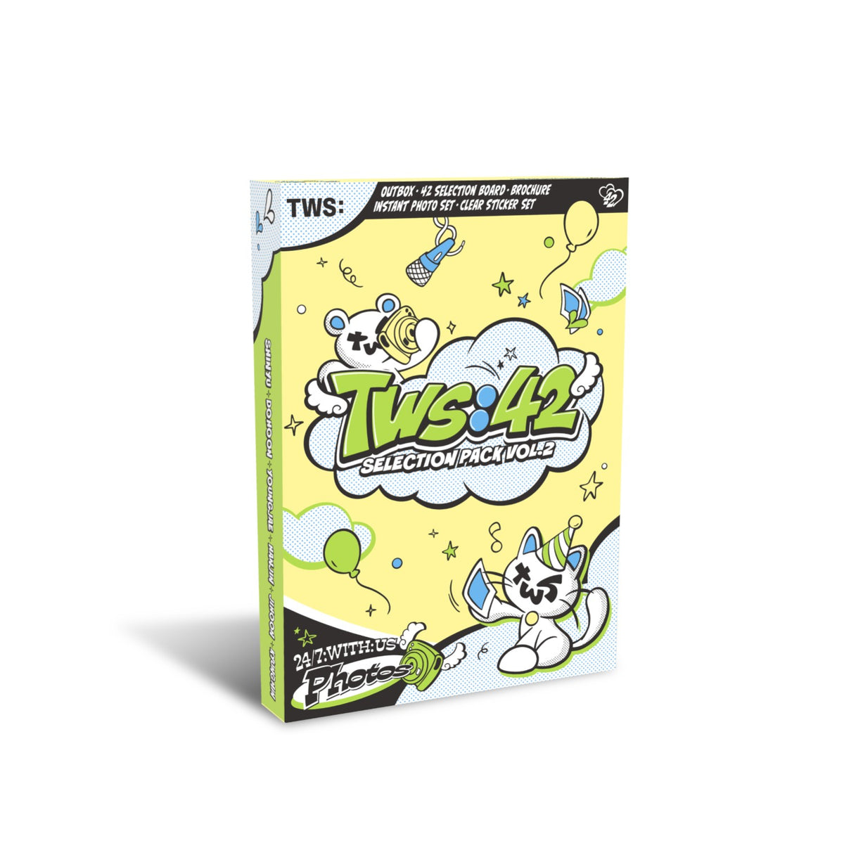 [TWS|تي دبليو إس] {Kpop} (Set) TWS - 42 Selection Pack Vol. 2 (Board + 60 Instant Photos + Brochure + Sticker Set) | تي دبليو إس - باقة ٤٢ سيليكشن الإصدار الثاني (لوحة + ٦٠ صورة فورية + كتيّب + ملصقات)