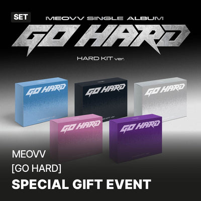 [MEOVV|ميياو] {Kpop} (Set) MEOVV - Single Album [GO HARD] (HARD KIT Ver., Full Set of 5) Tin Cases + Pocket Keyrings | ميياو - الألبوم الفردي [غو هارد] (نسخة هارد كيت، طقم 5 كامل)