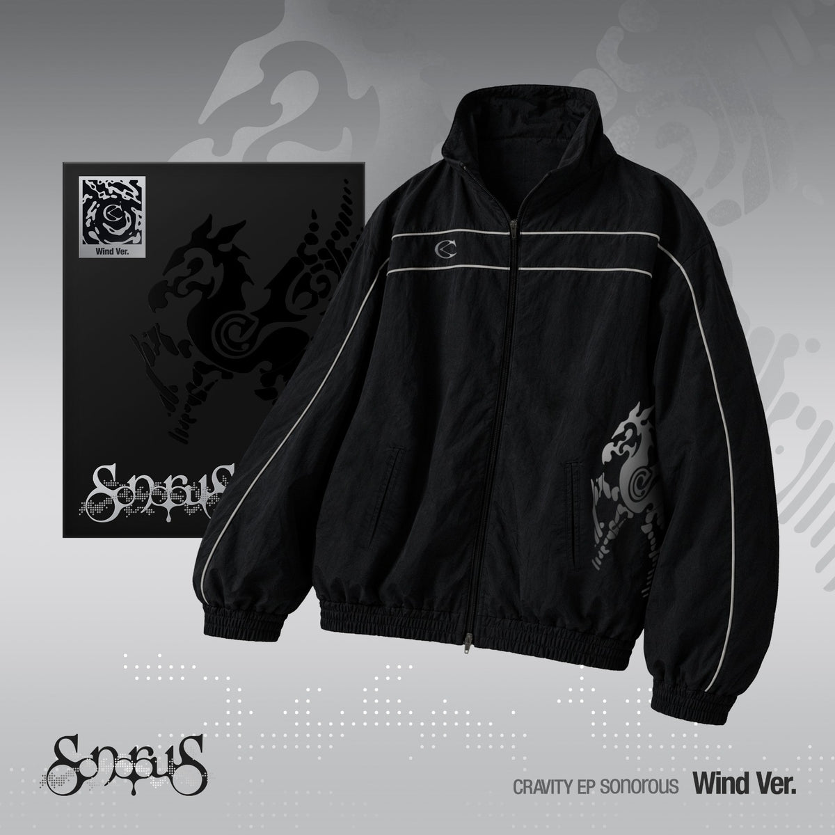 [CRAVITY|كرافيتي] {Kpop} (Set) CRAVITY - EP [sonorous] (Wind Ver.) with Wind Breaker Jacket, Free Size | كرافيتي - الألبوم القصير [sonorous] (نسخة Wind) مع جاكيت واقٍ من الريح، مقاس حر