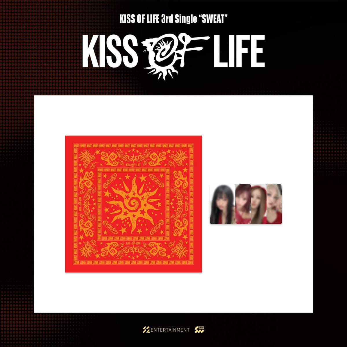 [KISS OF LIFE|كيس أوف لايف] {Kpop} (Set) KISS OF LIFE - Bandana 50 x 50 cm + Photocard (Pop-up 3rd Single [SWEAT]) | كيس أوف لايف - بندانا ٥٠ × ٥٠ سم + بطاقة صور (بوب أب سويت)
