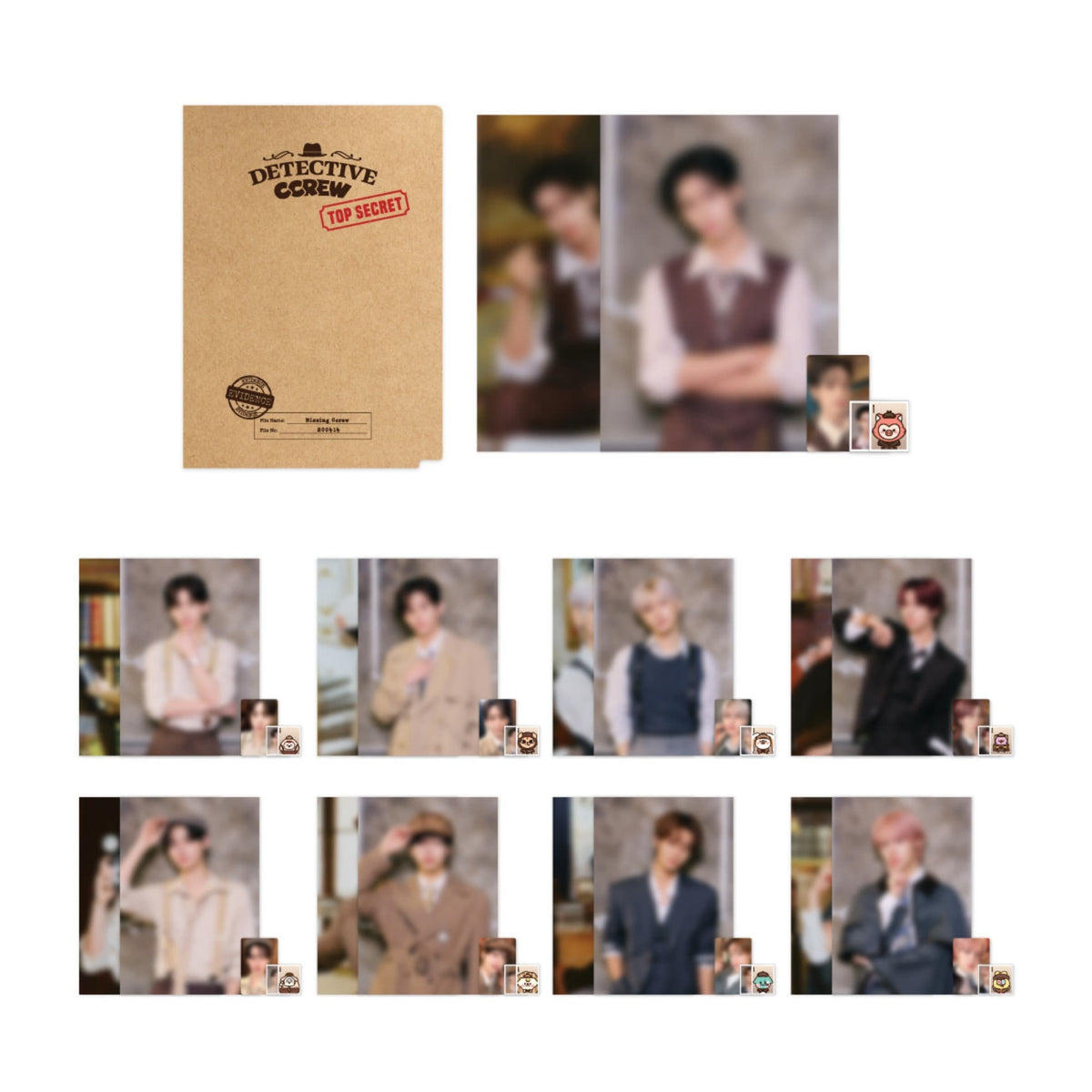 [CRAVITY|كرافيتي] {Kpop} (Set) CRAVITY - Secret Document Set, Holder 22.5 x 31.5 cm + 2 Posters + Photo Card + ID Photo (Member Select of 9) (2026 CRAVITY CHARACTER [DETECTIVE CCREW] POP-UP STORE) | كرافيتي - طقم الملف السرّي، حافظة + ملصقان + بطاقة صور +