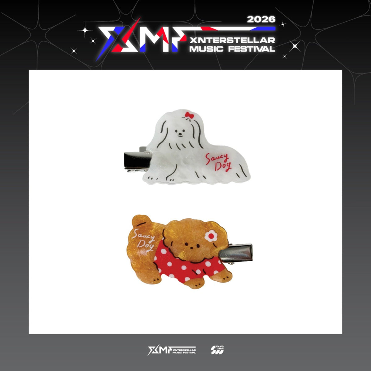 [Saucy Dog|سوسي دوغ] {Kpop} (Set) SAUCY DOG - Plush Hair Clip Set (2 Pieces) (XMF 2026 Xnterstellar Music Festival) | سوسي دوغ - طقم مشابك شعر مبطنة (قطعتان) (مهرجان إكسنترستيلار الموسيقي 2026)