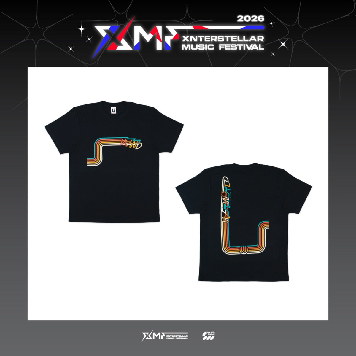 [UVERworld|يوفرورلد] {Kpop} (One) UVERWORLD - UW 26 Summer T-Shirt (Black, Size M / L / XL) (XMF 2026 Xnterstellar Music Festival) | يوفرورلد - تي شيرت صيف 26 (أسود، مقاس M / L / XL)