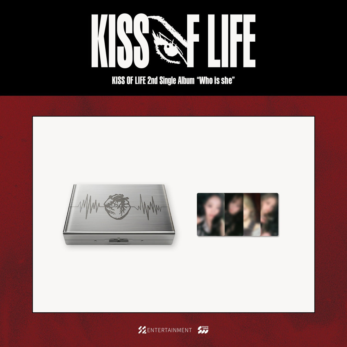 [KISS OF LIFE|كيس أوف لايف] {Kpop} (Set) KISS OF LIFE - Heart Tin Case 10 x 7.5 x 2 cm, Stainless Steel ([Who is she] Pop-Up MD 03) | كيس أوف لايف - علبة القلب المعدنية ١٠ × ٧٫٥ × ٢ سم (منتجات متجر [Who is she])
