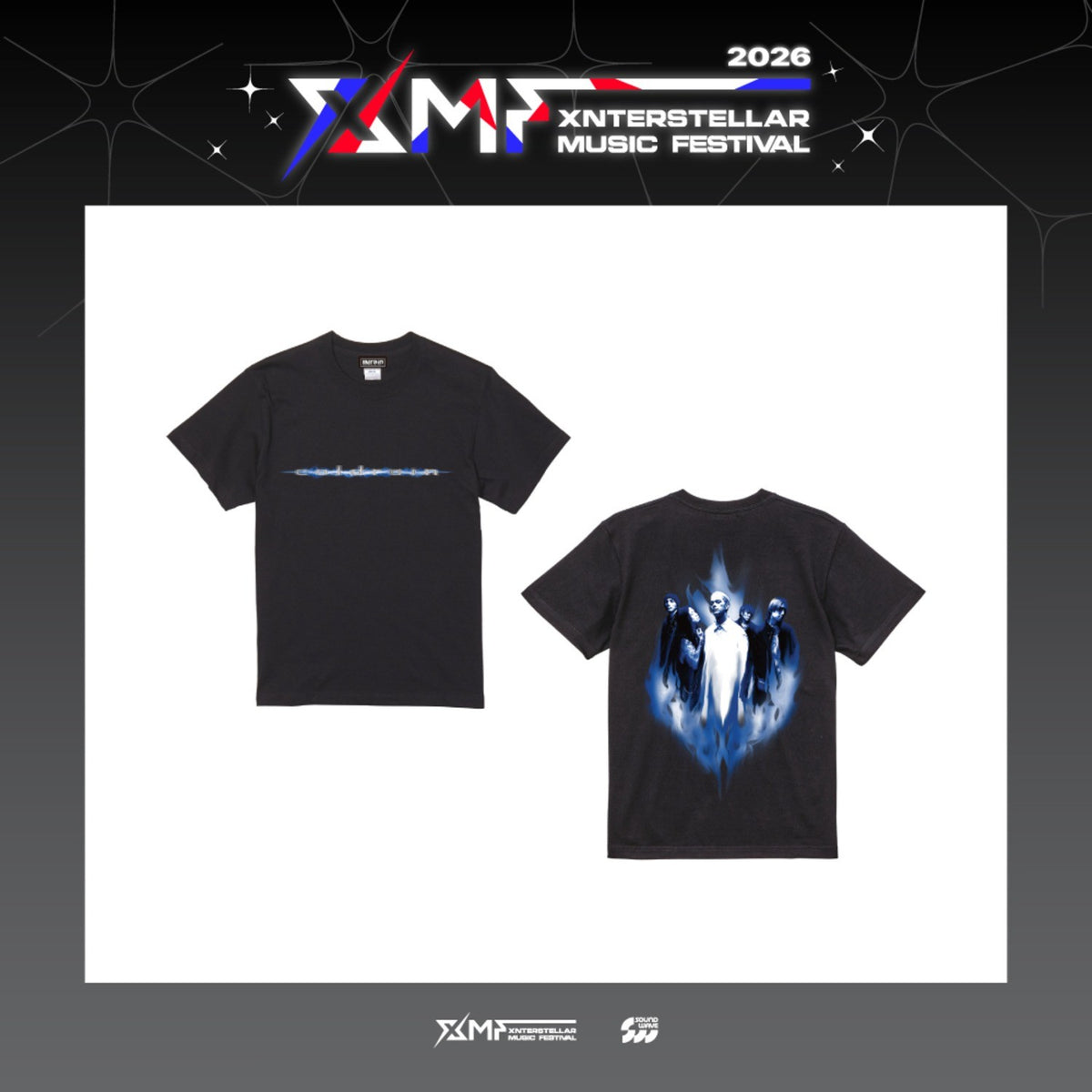 [coldrain|كولدرين] {Kpop} (One) COLDRAIN - Blue Blaze Photo T-Shirt (Black, Size L / XL / XXL) (XMF 2026 Xnterstellar Music Festival) | كولدرين - تي شيرت Blue Blaze المطبوع بالصورة (أسود، مقاس L / XL / XXL)