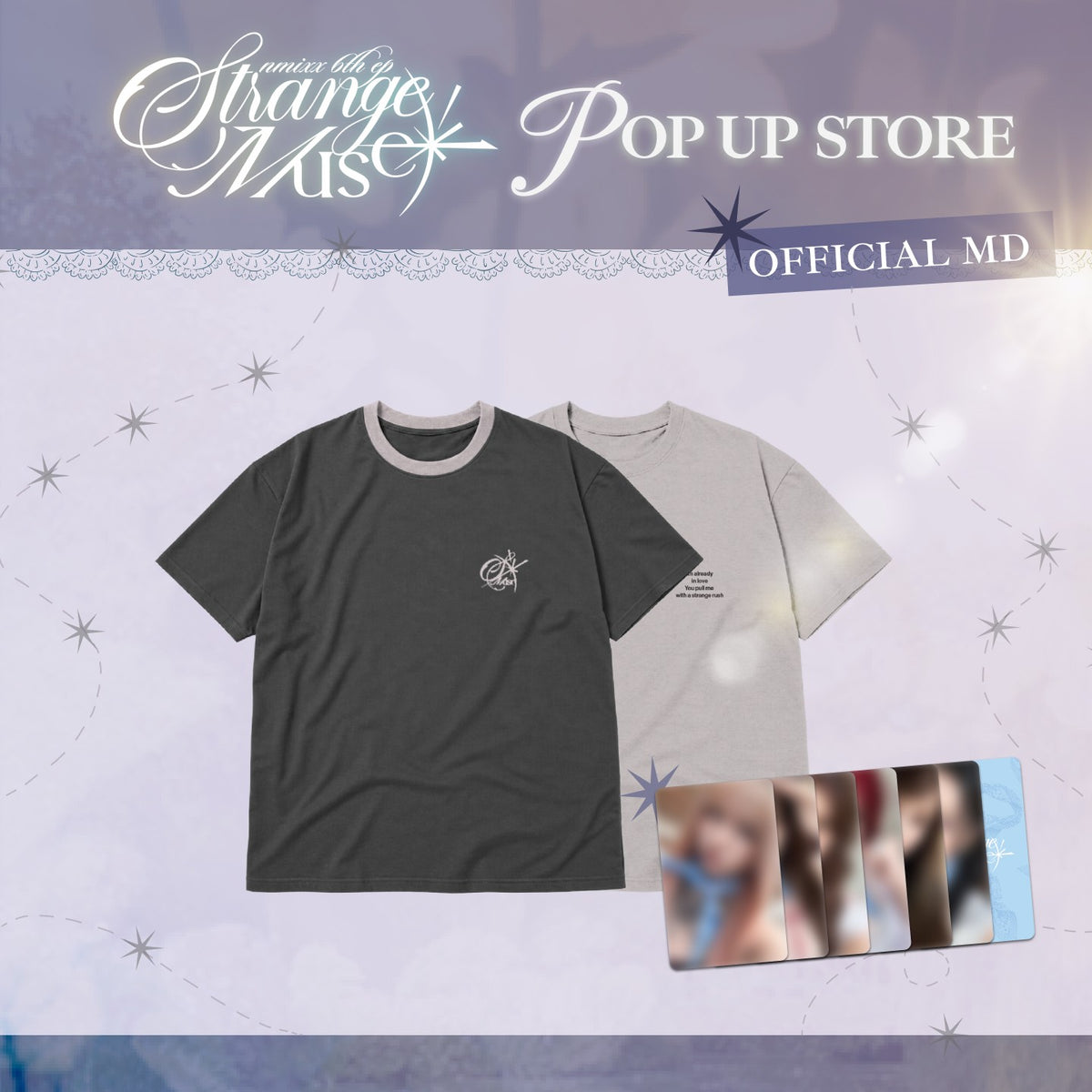 [NMIXX|إن ميكس] {Kpop} (One) NMIXX - Short-Sleeve T-Shirt (Sizes S / L, 100% Cotton) (NMIXX 6th EP [Strange Muse] Pop-Up) | إن ميكس - تي شيرت بأكمام قصيرة (مقاسات S / L، قطن ١٠٠٪) (المتجر المؤقت لألبوم [Strange Muse])