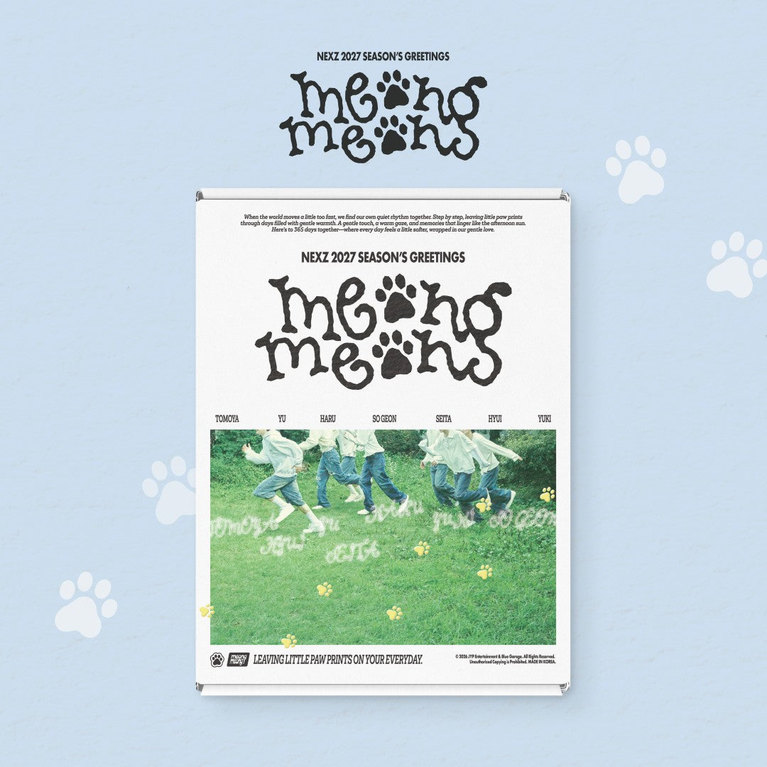 [NEXZ|نيكسز] {Kpop} (Set) NEXZ - 2027 Season's Greetings [meong meong] 20 x 27 x 5 cm, Calendar + Scheduler + Mini Photobook + Photocards | نيكسز - تقويم وأجندة 2027 [مونغ مونغ]