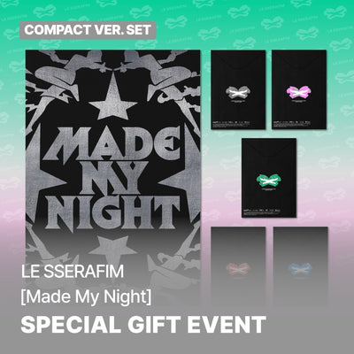 [LE SSERAFIM|لو سيرافيم] {Kpop} (Set) LE SSERAFIM - 2nd Single Album [Made My Night] (Compact Ver.) Set of 5 (All Versions) | لو سيرافيم - ألبوم السينغل الثاني [ميد ماي نايت] (نسخة كومباكت) طقم من ٥ (كل النسخ)