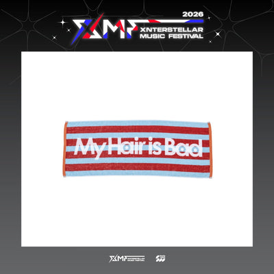 [My Hair is Bad|ماي هير إز باد] {Kpop} (One) MY HAIR IS BAD - Border Logo Towel (Red / Blue / White Stripe) (XMF 2026 Xnterstellar Music Festival) | ماي هير إز باد - منشفة بشعار مخطط (أحمر وأزرق وأبيض) (مهرجان XMF 2026 إكسنترستيلار الموسيقي)