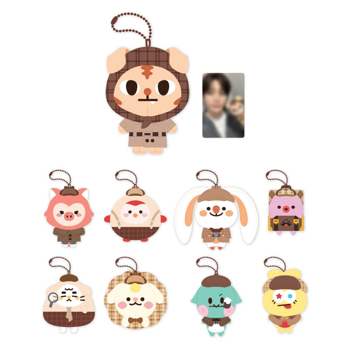 [CRAVITY|كرافيتي] {Kpop} (Set) CRAVITY - CCREW Detective Doll Keyring approx. 8-13.5 x 11.5-13.5 x 6.5-11 cm + Photo Card (Character Select of 9) (2026 CRAVITY CHARACTER [DETECTIVE CCREW] POP-UP STORE) | كرافيتي - ميدالية دمية المحقق CCREW + بطاقة صور (اخ