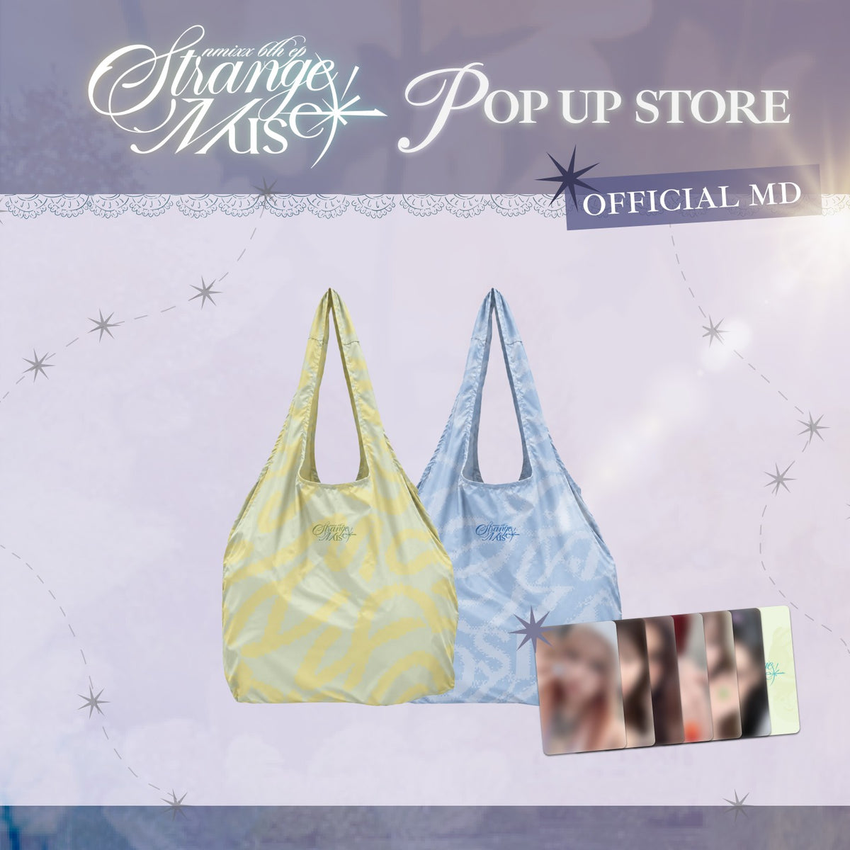 [NMIXX|إن ميكس] {Kpop} (Set) NMIXX - Packable Tote Bag 46 x 65 cm + Pouch (NMIXX 6th EP [Strange Muse] Pop-Up) | إن ميكس - حقيبة قابلة للطي ٤٦ × ٦٥ سم + جراب (المتجر المؤقت لألبوم [Strange Muse])