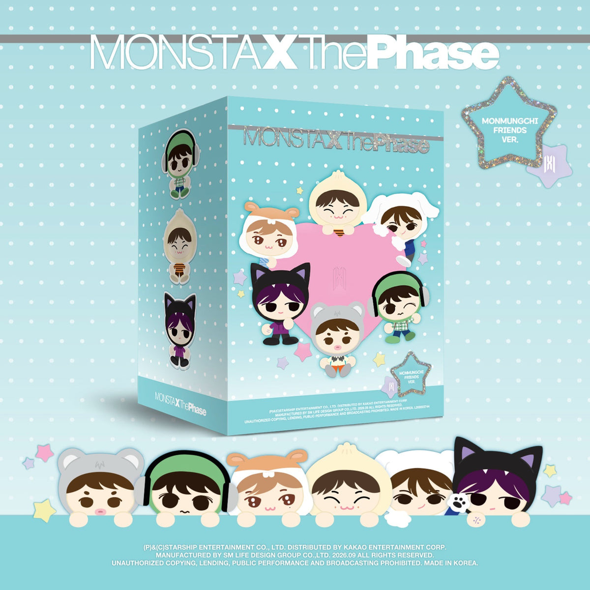 [Monsta X|مونستا اكس] {Kpop} (One) MONSTA X - EP [The Phase] (MONMUNGCHI FRIENDS Ver., with Random Keyring) | مونستا اكس - الألبوم القصير [ذا فيز] (نسخة مونمونغتشي فريندز، مع ميدالية مفاتيح عشوائية)