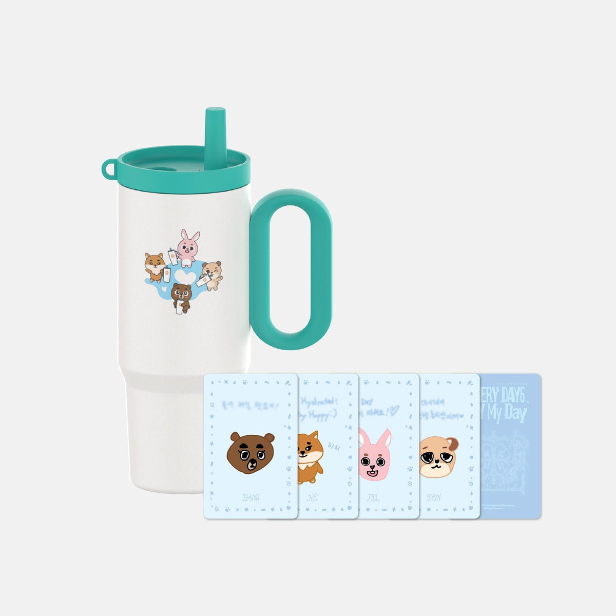 [Day6|داي 6] {Kpop} (Set) DAY6 - DENIMALZ Tumbler 720 ml + 4 Character Cards (2026 DAY6 5th Fanmeeting [Every DAY6, Every My Day]) | داي 6 - كوب ديناملز الحراري ٧٢٠ مل مع ٤ بطاقات (لقاء المعجبين الخامس 2026 [إيفري داي6، إيفري ماي داي])