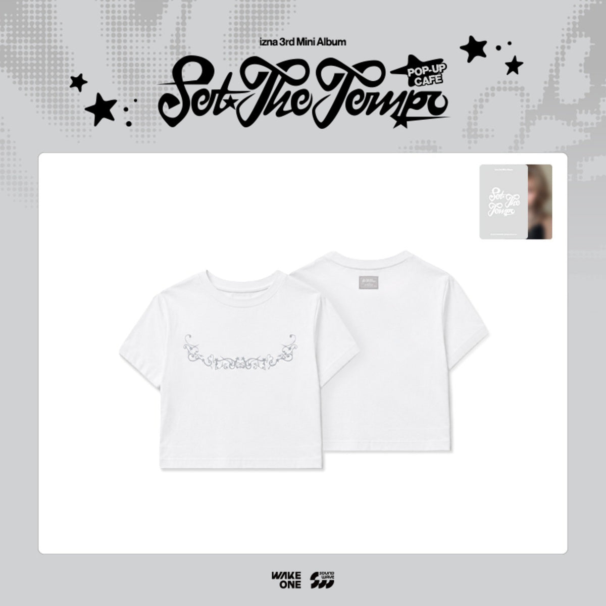 [izna|إزنا] {Kpop} (One) IZNA - Crop Top Length 54 cm, Chest 46 cm, Sleeve 15.5 cm + Photo Card (Pop-up [Set the Tempo]) | إزنا - تيشيرت كروب مع بطاقة صورة