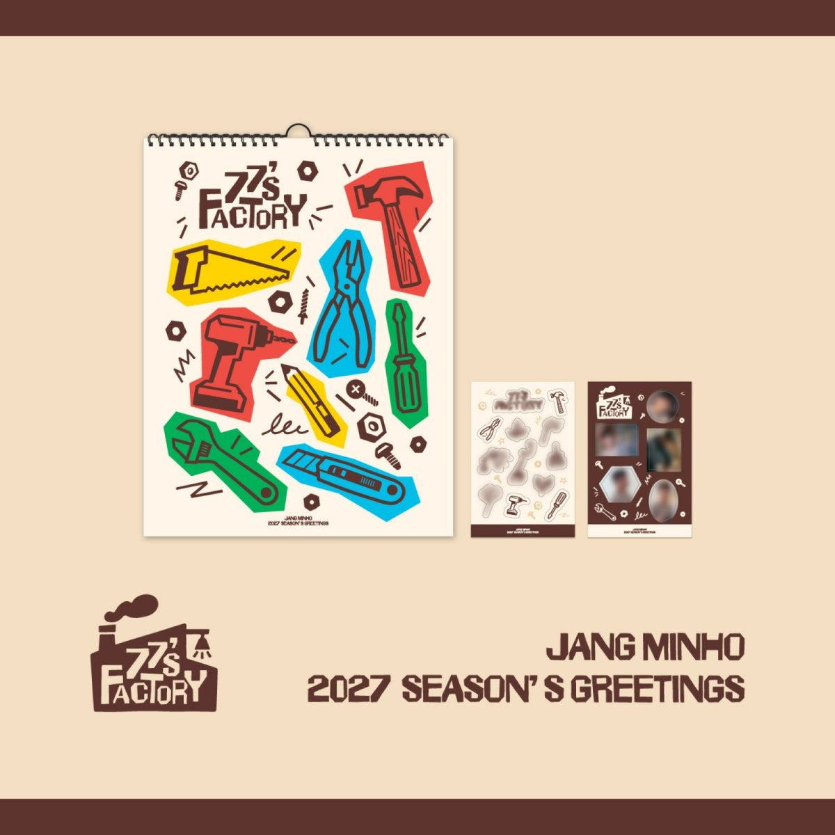 [JANG MIN HO|جانغ مين هو] {Kpop} (Set) JANG MIN HO - 2027 Wall Calendar & Sticker Set (2027 Season's Greetings [77's FACTORY]) | جانغ مين هو - تقويم حائط 2027 مع طقم ملصقات