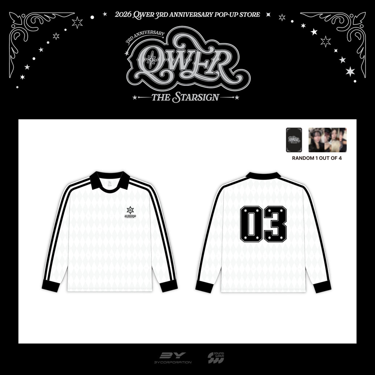 [QWER|كيو دبليو إي آر] {Kpop} (One) QWER - Long Sleeve T-Shirt (Sizes L / XL) + Photocard (3rd Anniversary Pop-Up [THE STAR SIGN]) | كيو دبليو إي آر - تي شيرت بأكمام طويلة (مقاسات L / XL) + بطاقة صورة (المتجر المؤقت للذكرى الثالثة [THE STAR SIGN])