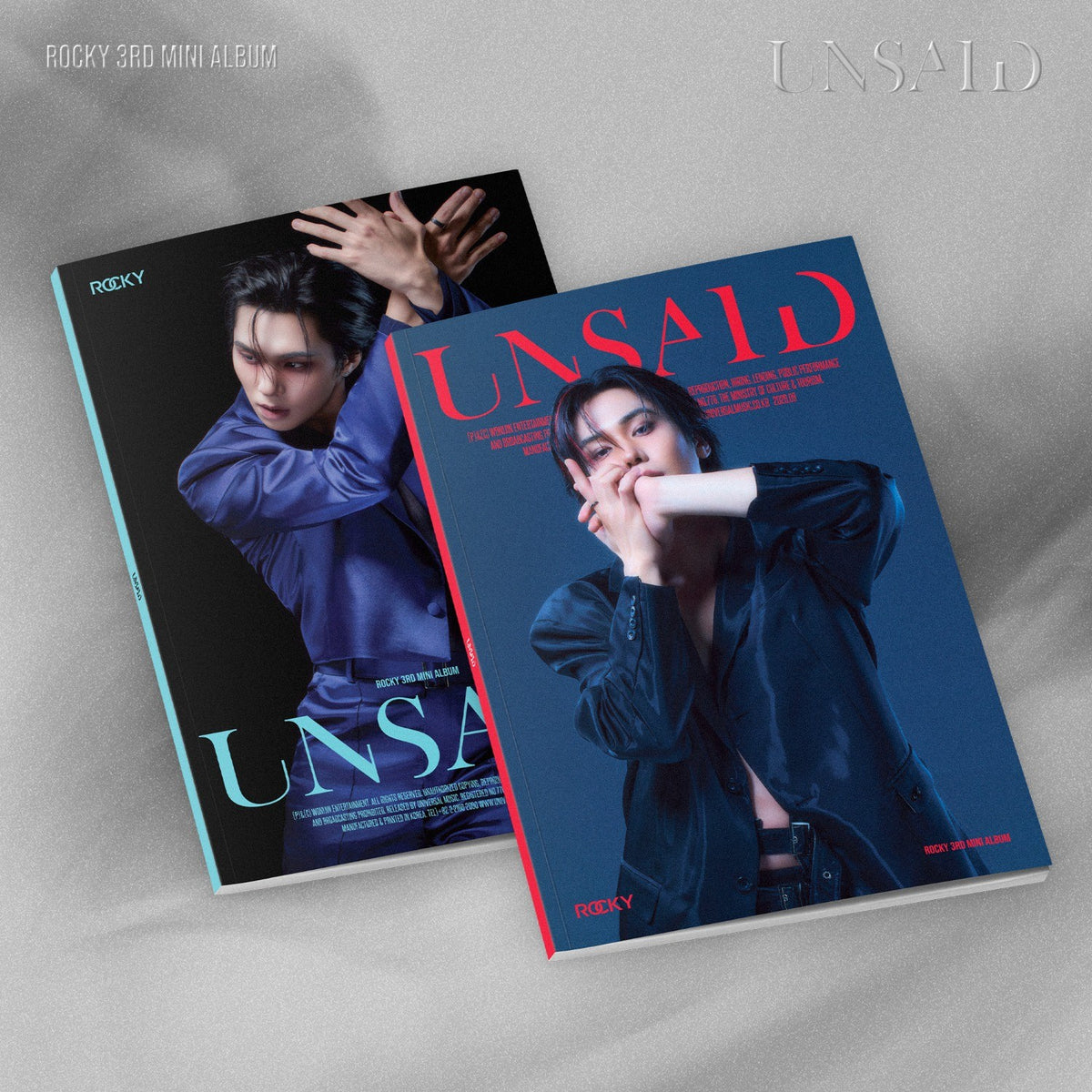 [ROCKY|روكي] {Kpop} (Set) ROCKY - 3rd Mini Album [UNSAID] (Set of 2 — VEIL + SHADOW) 22 x 30 cm | روكي - الألبوم المصغّر الثالث [أنسِد] (طقم من ٢ — فيل + شادو) ٢٢ × ٣٠ سم