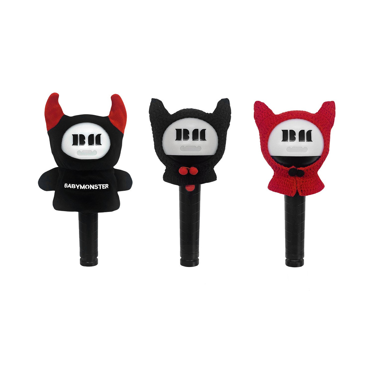 [BABYMONSTER|بيبي مونستر] {Kpop} (One) BABYMONSTER - Official Light Stick Plush Cover (Cape Black / Cape Red) | بيبي مونستر - غطاء قماشي للعصا المضيئة الرسمية (عباءة سوداء / عباءة حمراء)