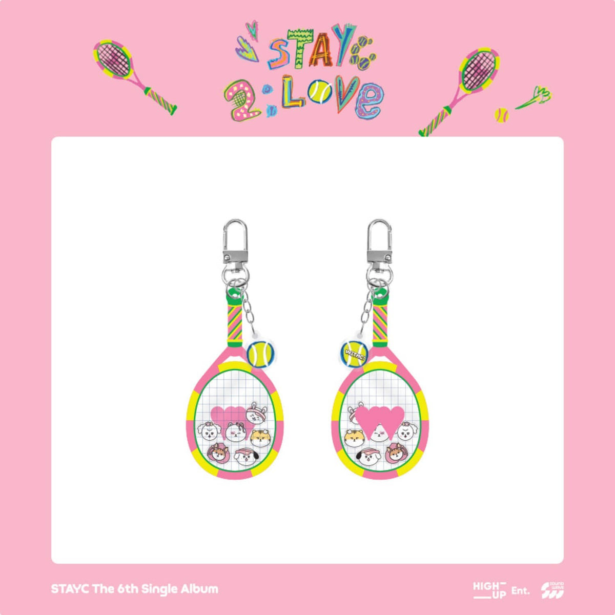 [STAYC|ستايسي] {Kpop} (One) STAYC - Acrylic Shaker Keyring 50 x 97 mm (Tennis Racket) (Pop-up Cafe [2:LOVE]) | ستايسي - ميدالية شيكر أكريليك ٥٠ × ٩٧ مم