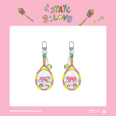 [STAYC|ستايسي] {Kpop} (One) STAYC - Acrylic Shaker Keyring 50 x 97 mm (Tennis Racket) (Pop-up Cafe [2:LOVE]) | ستايسي - ميدالية شيكر أكريليك ٥٠ × ٩٧ مم