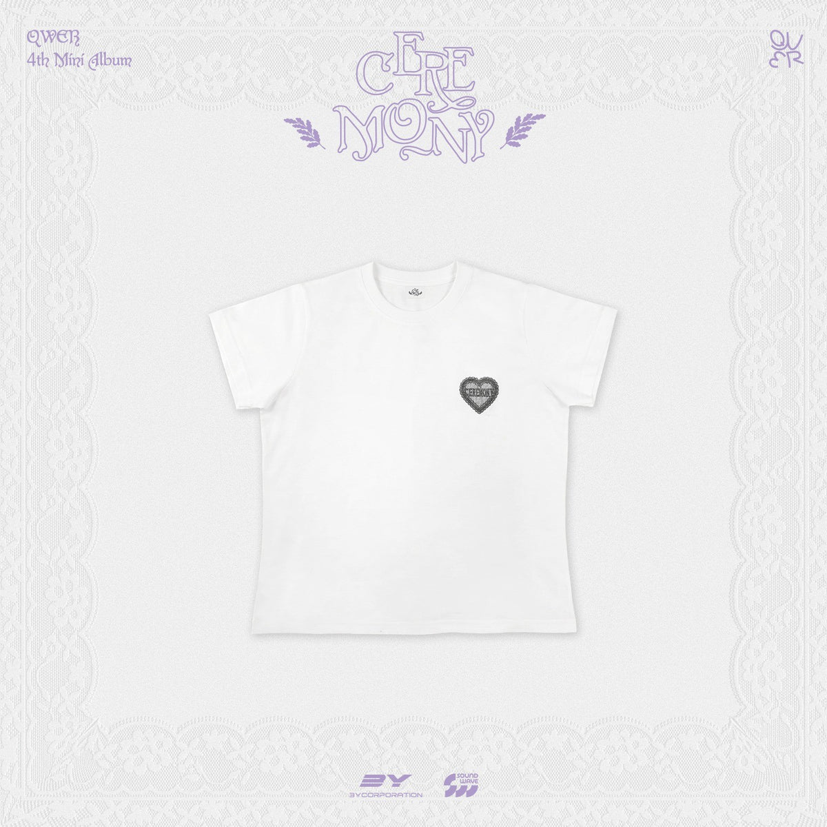 [QWER|كيو دبليو إي آر] {Kpop} (One) QWER - T-Shirt (White, Free Size) (4th Mini Album Pop-Up [CEREMONY]) | كيو دبليو إي آر - تيشيرت (أبيض، مقاس حر)