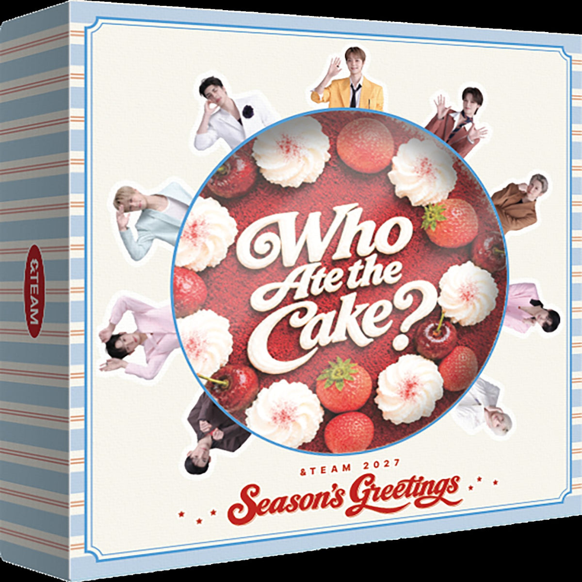 [&TEAM|آند تيم] {Kpop} (Set) &TEAM - 2027 Season's Greetings [Who Ate the Cake?] 21.5 x 21.5 x 4.5 cm (Desk Calendar + 80p Diary + Mirror & Photocard Sets + Posters + Bookmarks + Digital Code) | آند تيم - تحية الموسم 2027 [من أكل الكعكة؟] 21.5 × 21.5 × 4.
