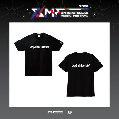 [My Hair is Bad|ماي هير إز باد] {Kpop} (One) MY HAIR IS BAD - Logo T-Shirt (Black, Size S / M / L / XL) (XMF 2026 Xnterstellar Music Festival) | ماي هير إز باد - تي شيرت بالشعار (أسود، مقاس S / M / L / XL) (مهرجان XMF 2026 إكسنترستيلار الموسيقي)