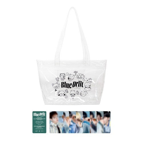 [ATEEZ|أتيز] (One) ATEEZ - 8th Anniversary Clear Shopper Bag 30 x 27 cm + Random Photocard (ATEEZ 8th Anniversary [Blue Drift]) | أتيز - حقيبة تسوق شفافة للذكرى الثامنة 30 × 27 سم