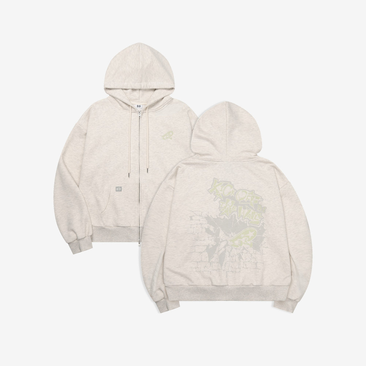 [KickFlip|كيك فليب] {Kpop} (One) KICKFLIP - Hood Zip-Up Free Size (Chest 68 / Length 70 cm) (KICK OFF THE WALL Pt.1 Pop-Up Store) | كيك فليب - جاكيت بغطاء رأس وسحاب مقاس حر (صدر 68 / طول 70 سم) (متجر كيك أوف ذا وول الجزء الأول المؤقت)