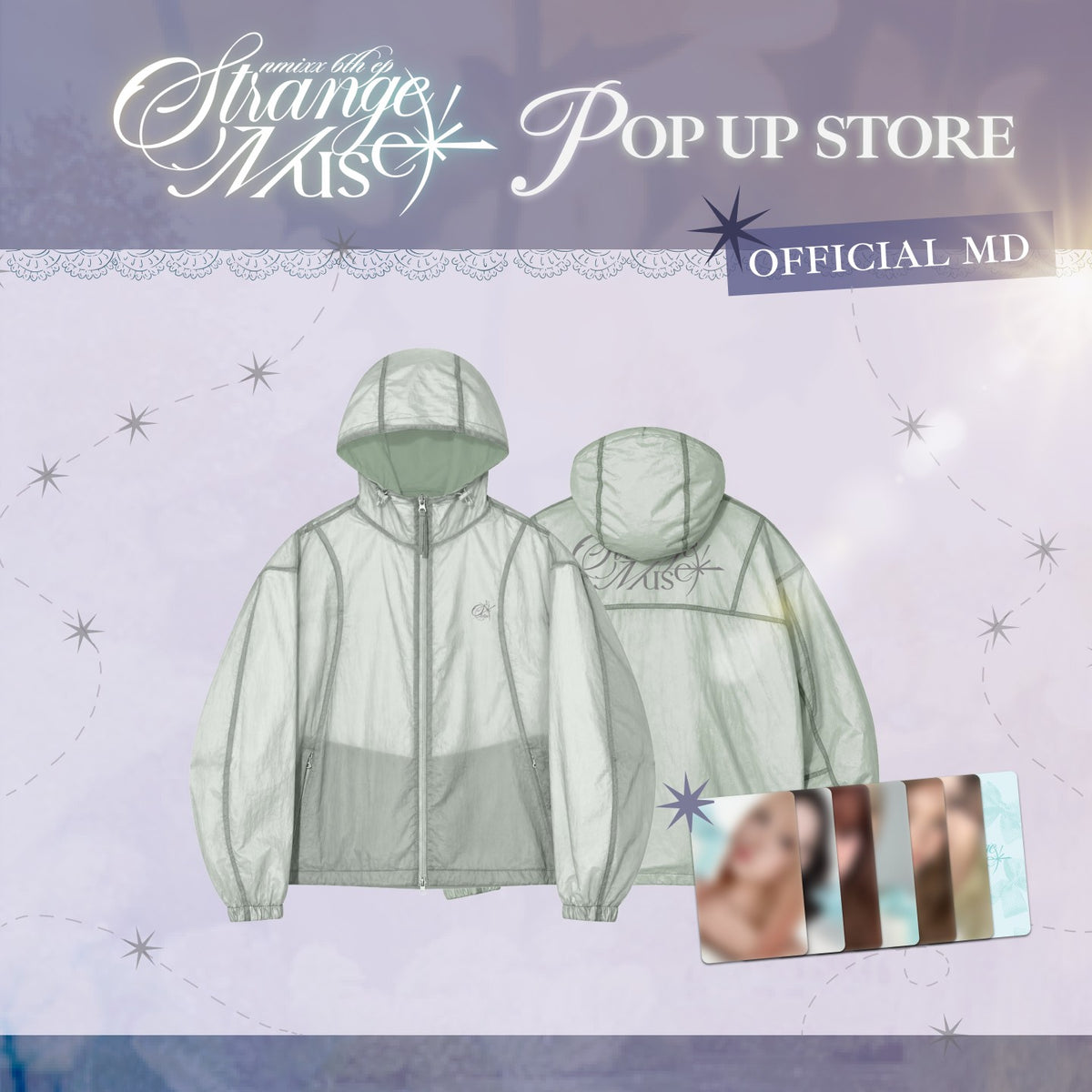 [NMIXX|إن ميكس] {Kpop} (One) NMIXX - Layered Windbreaker (Free Size, Nylon) (NMIXX 6th EP [Strange Muse] Pop-Up) | إن ميكس - جاكيت ويندبريكر متعدد الطبقات (مقاس حر، نايلون) (المتجر المؤقت لألبوم [Strange Muse])