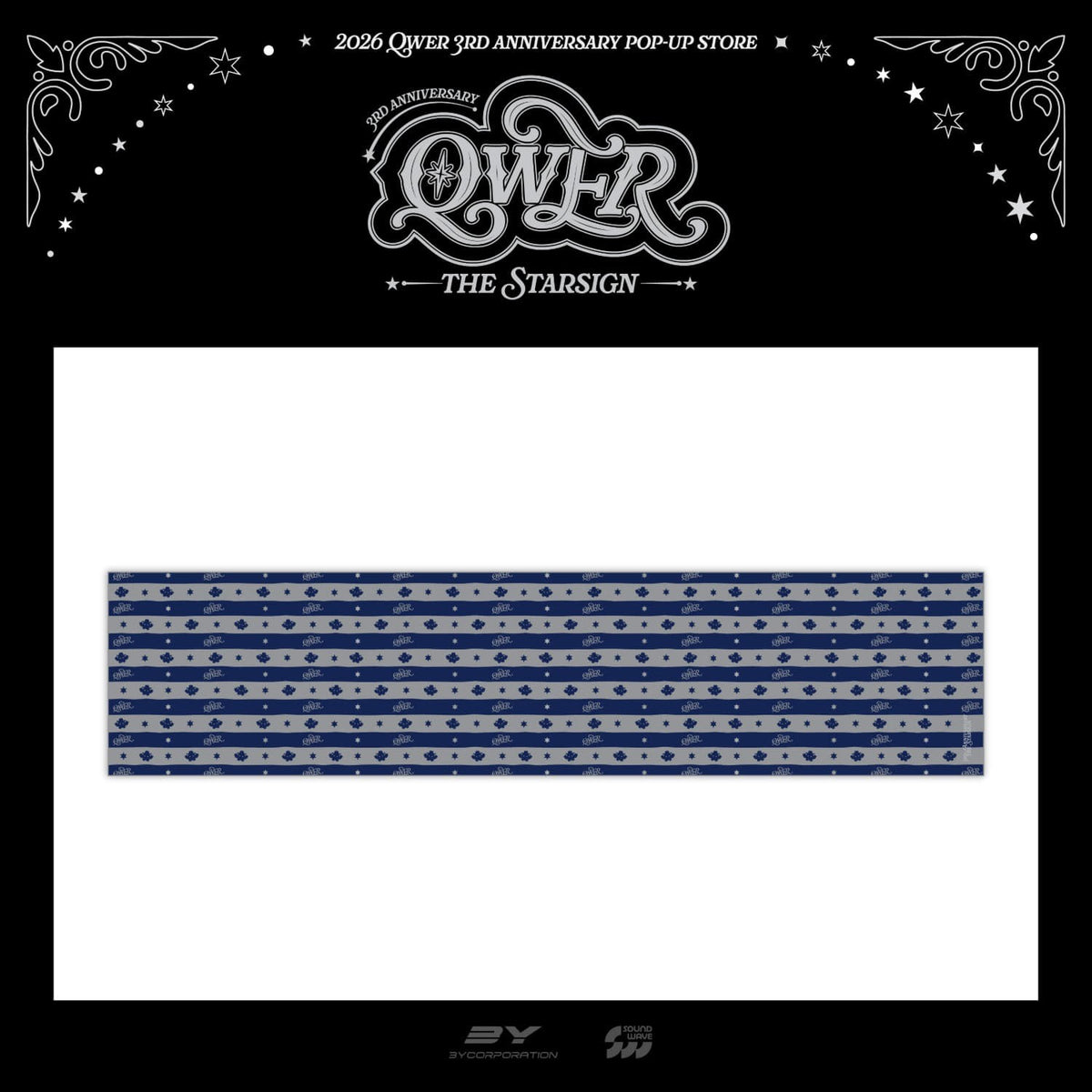[QWER|كيو دبليو إي آر] {Kpop} (One) QWER - Scarf 180 x 42 cm Cotton (3rd Anniversary Pop-Up [THE STAR SIGN]) | كيو دبليو إي آر - وشاح قطني 180 × 42 سم