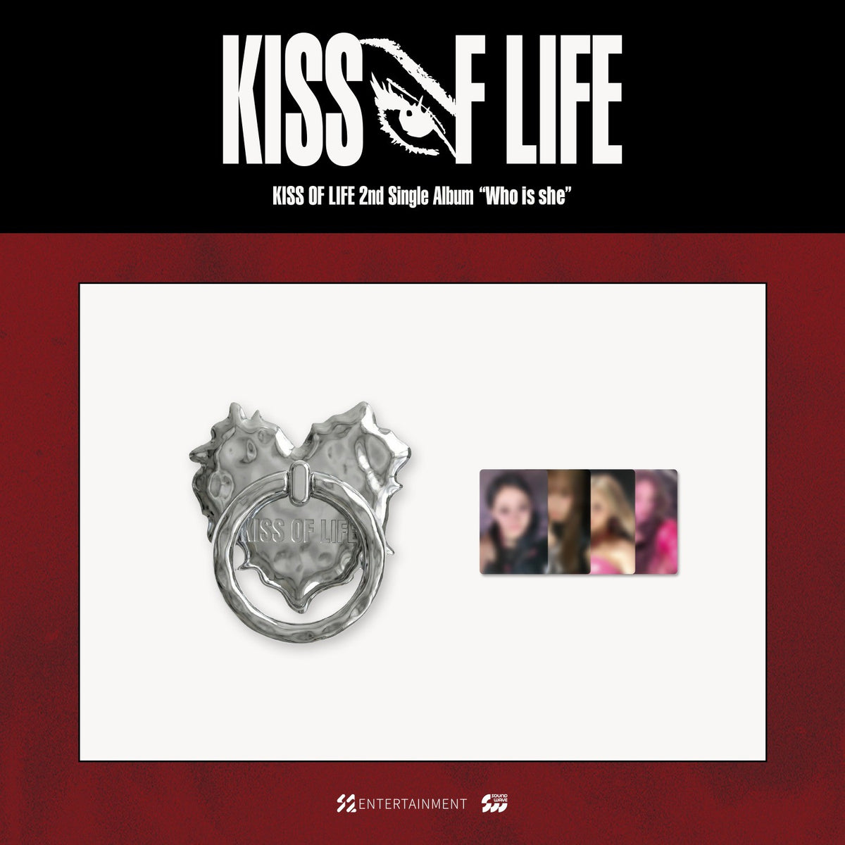 [KISS OF LIFE|كيس أوف لايف] {Kpop} (Set) KISS OF LIFE - Heart Ring Holder 3.6 x 3.45 cm, Zinc Metal ([Who is she] Pop-Up MD 02) | كيس أوف لايف - حلقة مسك الهاتف المعدنية ٣٫٦ × ٣٫٤٥ سم (منتجات متجر [Who is she])