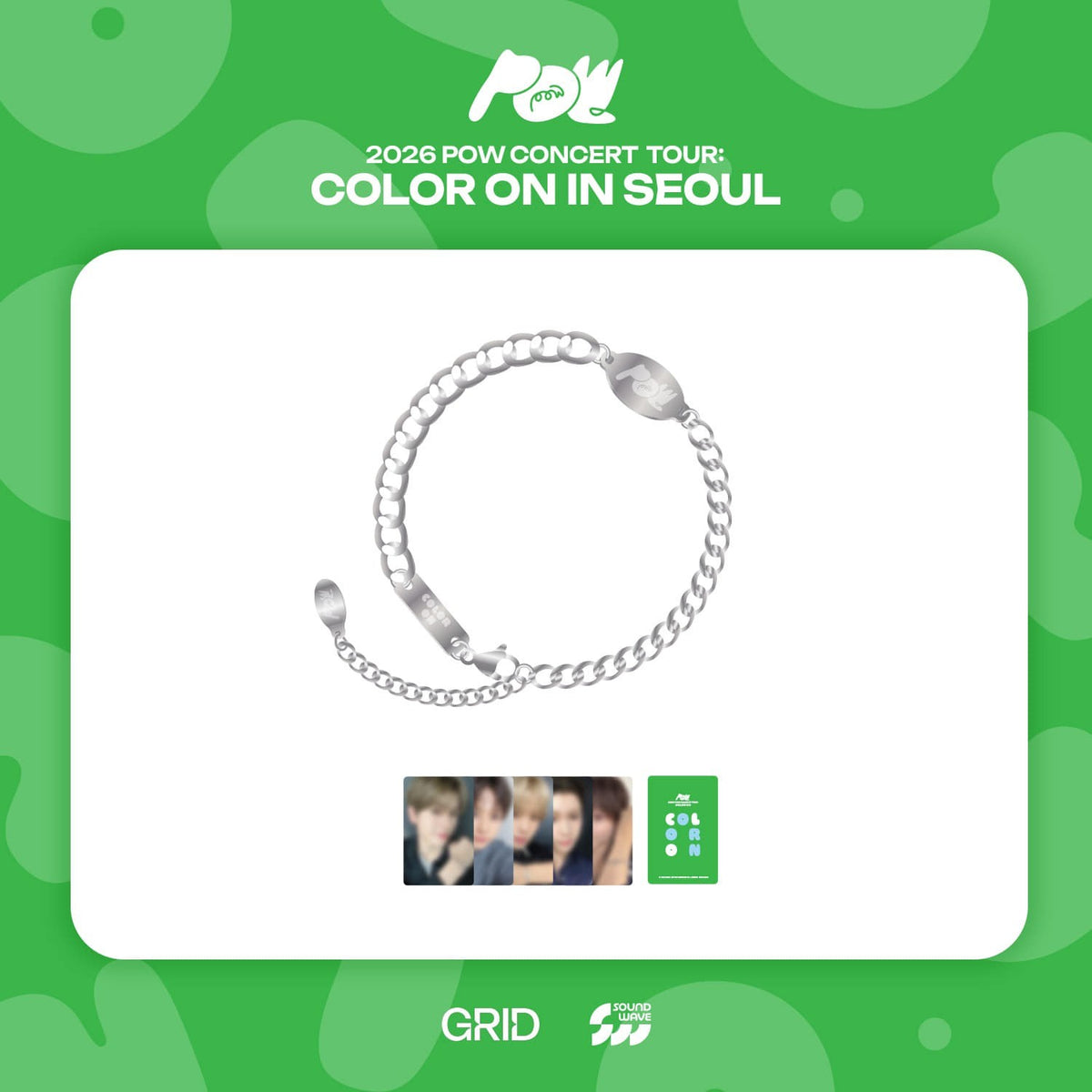 [POW|باو] {Kpop} (One) POW - Surgical Steel Bracelet 227 x 10 mm + Photocard (2026 CONCERT [COLOR ON IN SEOUL]) | باو - سوار من الستيل الجراحي ٢٢٧ × ١٠ مم مع بطاقة صورة (حفل ٢٠٢٦ [COLOR ON IN SEOUL])