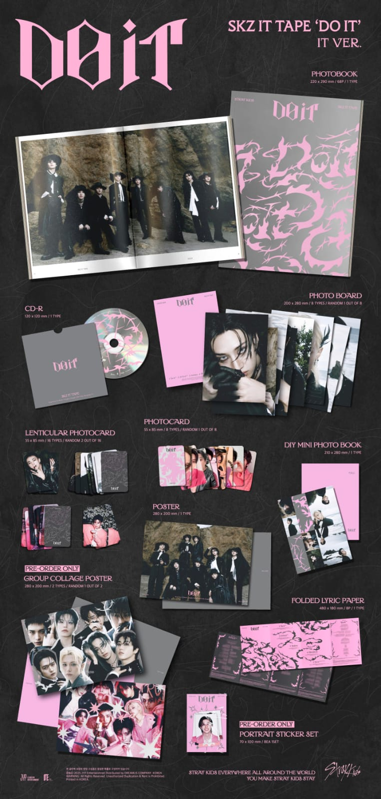 (ONE) Stray - Kids SKZ IT TAPE DO IT (IT VER.) [General class][Special benefits official photo card additional gift + poster + sticker pack]