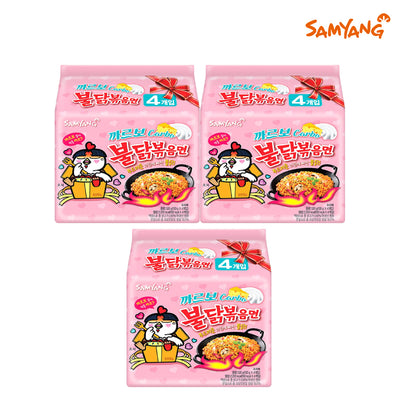 [Food|طعام] (Set) Samyang - Cream Carbo Buldak Stir-Fried Noodles 140g x 4 (3 Multipacks, 12 Packs) | سميانغ - نودلز كاربو بولداك الكريمية 140غ × 4 (3 عبوات - 12 كيساً)
