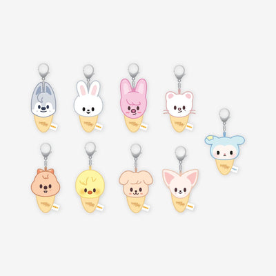 [Stray Kids|ستراي كيدز] (One) STRAY KIDS - SKZOO Plush Keyring (Ice Cream Ver.) (THIS & THAT Pop-up Store) | ستراي كيدز - ميدالية دمية قماشية سكزو (نسخة الآيس كريم) (متجر «ذيس آند ذات» المؤقت)